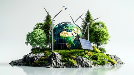 3D Illustration of a ESG green energy sustainable industry Environmental Background AI generated
