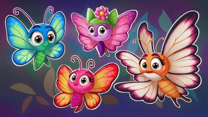 sticker set of butterflies