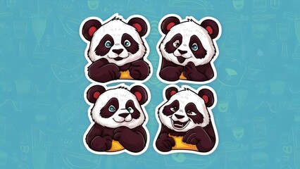 happy set of panda sticker