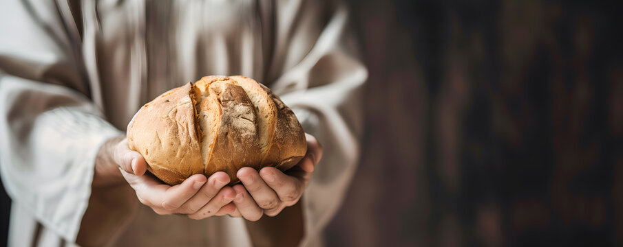 Jesus Christ holding the bread