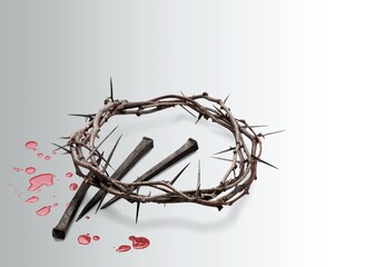 Jesus Crown of Thorns and nails on desk