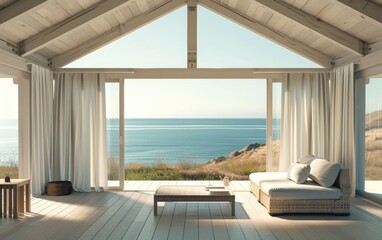 Clean-Lined Simplicity,A Coastal Cabin's Essence,Elegance in Minimalism,Coastal Cabin's Clean Aesthetic Generative Ai