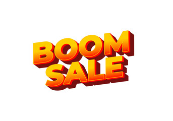 Boom sale. Text effect in eye catching color with 3D look effect