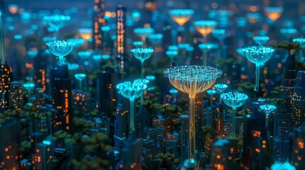 Futuristic City Filled With Tall Buildings