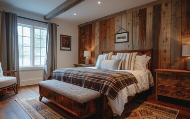 Embracing the  Rustic Guest Room with Reclaimed Charm, The Cozy Appeal of a Reclaimed Guest Room, Discovering Serenity,  Generative Ai