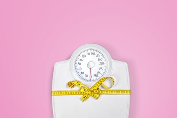 body shape checks with weight scales, tape measure. - 773211337