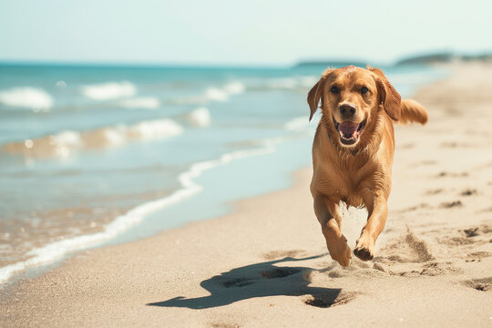 Photo of A dog playing fetch on the beach
