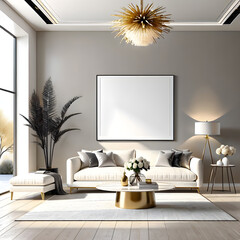 modern living room with fireplace. Generative AI