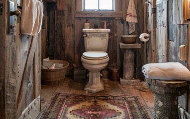 Unveiling the Timeless Allure, A Toilet Inspired by Rustic Cabin Charm,A Rustic Toilet Inspired by Cabin Vibes Generative Ai