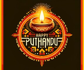 Happy puthandu card illustration. - obrazy, fototapety, plakaty