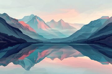 a mountain range reflected in a lake - Powered by Adobe