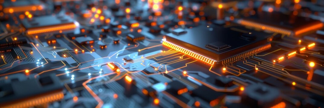 A schematic of a nanoelectronic circuit, illustrating the miniaturization of technology components