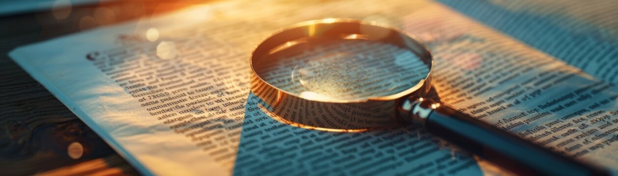 Sunlit legal document detailing global regulations, magnifying glass highlighting crucial compliance clauses
