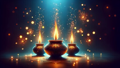 Illuatration of diya lamps for puthandu celebration.