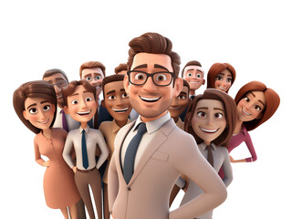 Office workers team characters isolated. Group of employees, teamwork. Smiling cartoon characters on transparent background