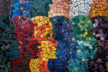 A mosaic forming a leaders portrait, symbolizing the collective effort and diverse aspects of leadership