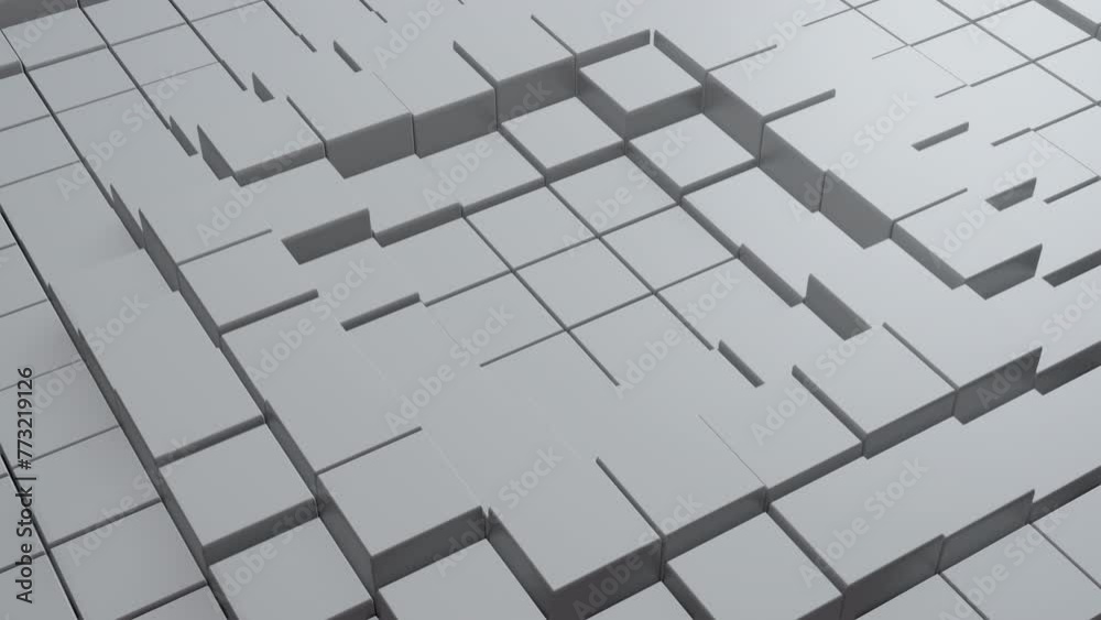 Poster abstract random motion wave mosaic of square blocks. futuristic structure,geometric background. 4k l