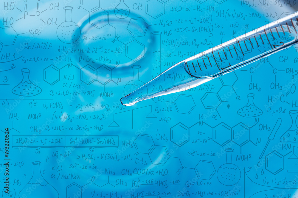 Wall mural macro science background,macro science experiment background,laboratory research, dropping liquid to