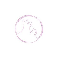 Circle pet cat and dog animal logo design .