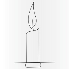 Naklejka premium Candle continuous one line drawing outline vector illustration 