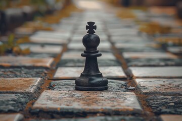 A chess piece crossing into enemy territory, metaphor for taking bold steps and leading with courage - obrazy, fototapety, plakaty