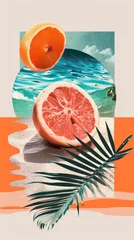 Gordijnen Abstract summer collage illustration. Trendy collage design © ink drop