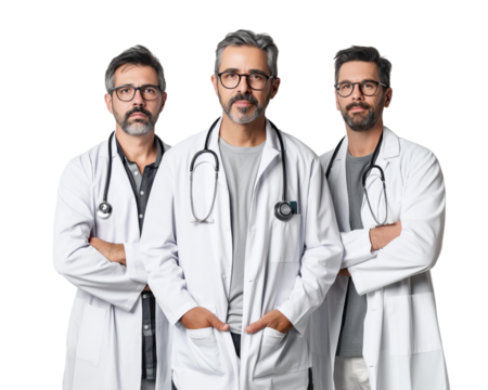 Team of Doctors isolated on transparent background