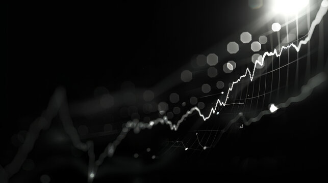 Abstract financial data graph on dark background