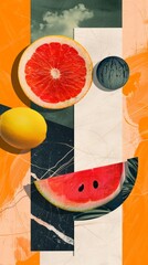Abstract summer collage illustration. Trendy collage design - 773223337
