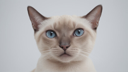 Obraz premium Siamese feline alone against a white backdrop detailed