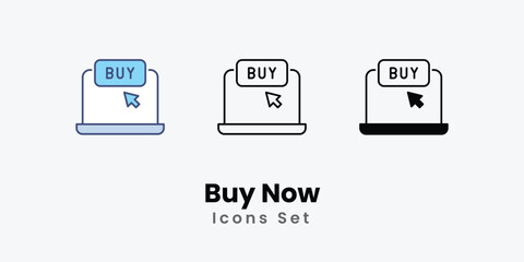 Buy Now icon thin line and glyph vector icon stock illustration