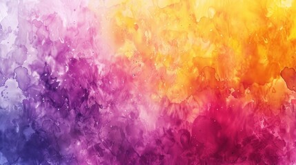 Obraz na płótnie Canvas Colorful abstract watercolor painting background with smooth gradient of purple, orange, and yellow hues blending together. Artistic backdrop for creative design projects.