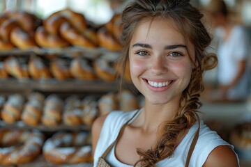 Young female employee in bakery