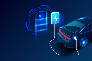 EV electric car charging station vector concept. Vector illustration.	