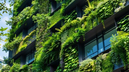Fototapeta na wymiar Towering Building Covered in Lush Green Plants