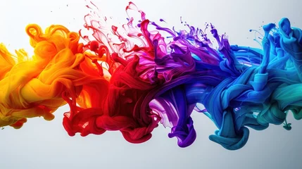 Fotobehang Abstract art piece with blending rainbow ink hues © Postproduction