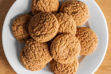 Oatmeal cookies. Fresh sweet pastries for tea. Homemade oatmeal sweets.