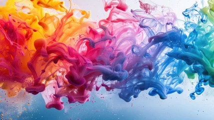 Fotobehang Colorful ink splash creates abstract art piece with rainbow hues. © Postproduction