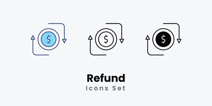 Refund icon thin line and glyph vector icon stock illustration