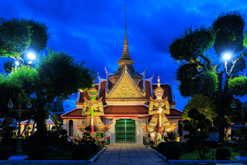 The Wat Arun temple entrance at dusk, Bangkok, Thailand - 773228189