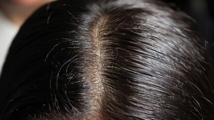 Close-up of a scalp, before and after hair regeneration, showcasing the miracle of modern beauty treatments