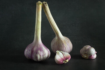 garlic on a wooden table