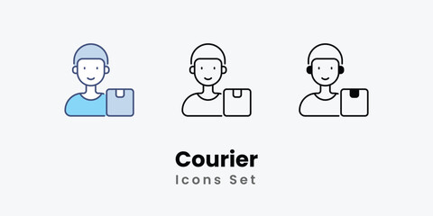 Courier icon thin line and glyph vector icon stock illustration