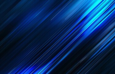 Obraz premium Blue diagonal lines on black background, abstract technology banner design with light effect Generative AI