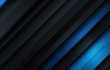 Obraz premium Black background with blue lines, in a diagonal composition with a gradient effect, in the style of a modern style with light and shadow effects Generative AI