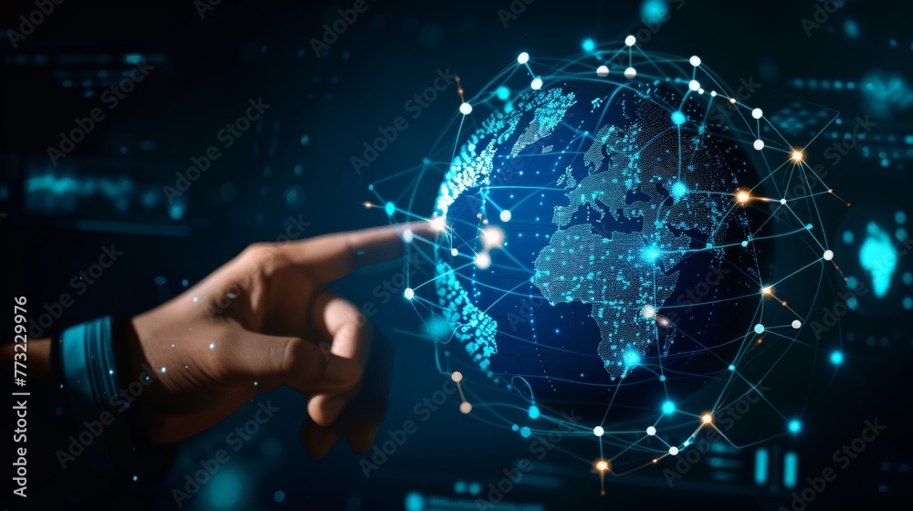 Poster World and globe big data icon UI with hand-selected Big Data symbols and modern user interface.