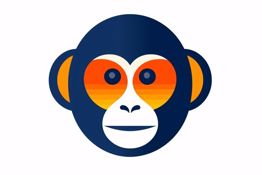 a blue and orange monkey face