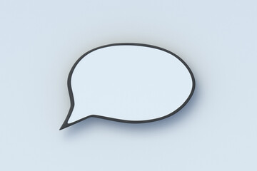 Speech bubble on gray background. Empty chat icon. Conversation and discussion. Announcement and dialogue on social networks. Top view. 3d render