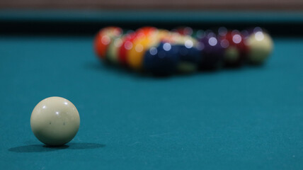 A cue ball before breaking