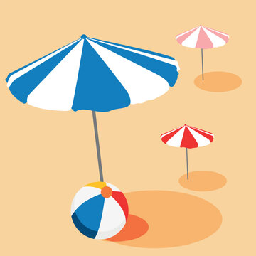 Vector image of a beach umbrella. Set of sun umbrellas for the recreation area.